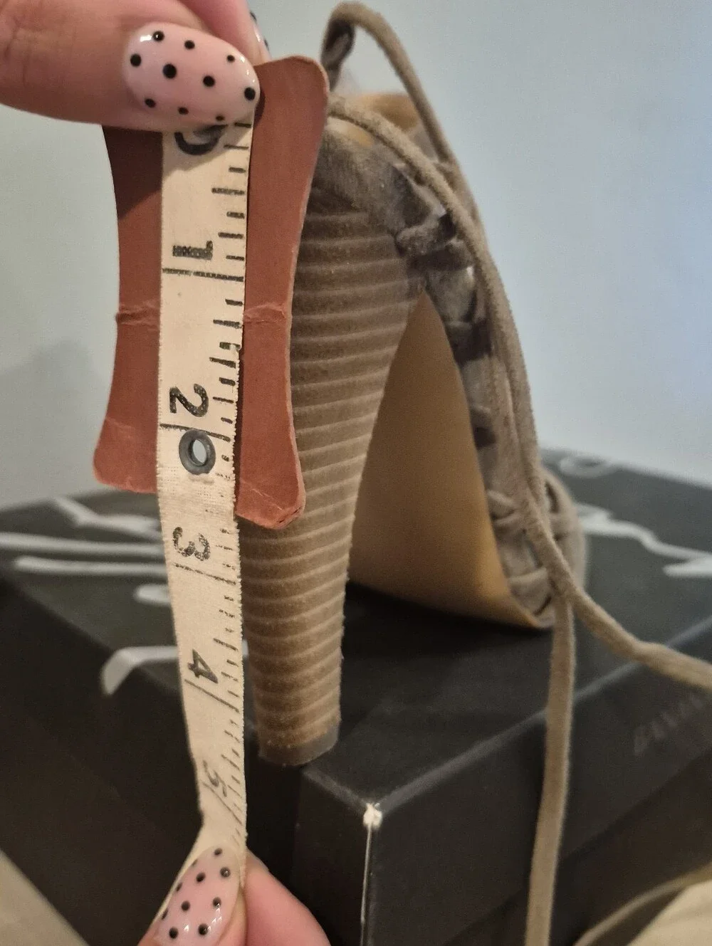 Banana Republic Taupe Suede Lace-Up Peep Toe Heels